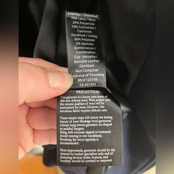 Mackage Navy Wool/Cashmere Coat - Picture 7 of 7